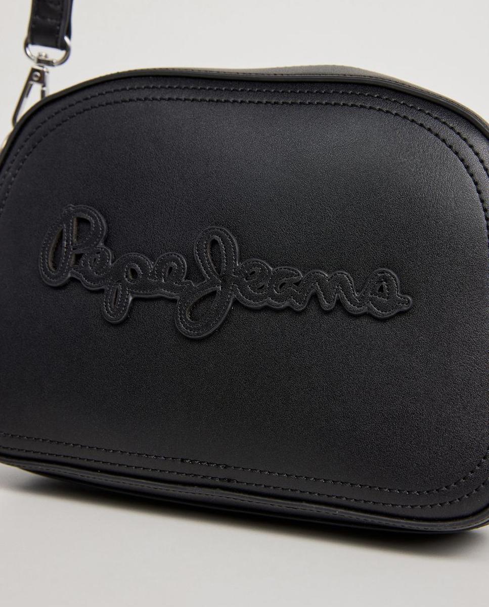 Mala Danara Bass com Fecho de Correr, Correia Ajustável, Bolso Interior e Logótipos à Frente e Atrás Preto-4