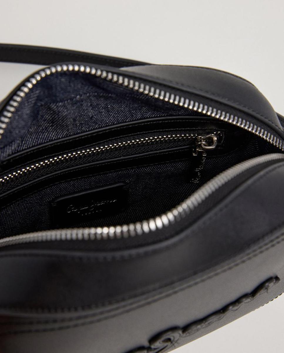 Mala Danara Bass com Fecho de Correr, Correia Ajustável, Bolso Interior e Logótipos à Frente e Atrás Preto-5