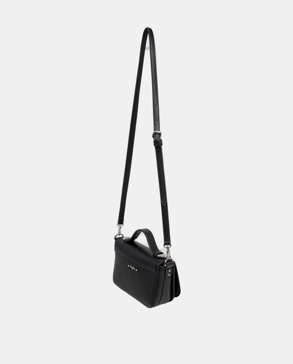 Mala Saddle Nina Bass com Dois Compartimentos, Fecho Magnético, Alças e Correias Ajustáveis e Logótipos à Frente e Atrás Preto-3