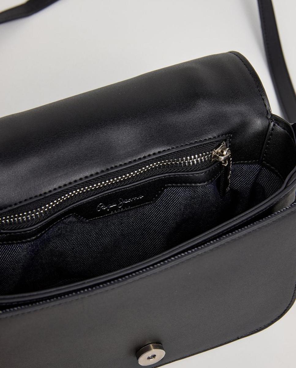 Mala Saddle Nina Bass com Dois Compartimentos, Fecho Magnético, Alças e Correias Ajustáveis e Logótipos à Frente e Atrás Preto-5