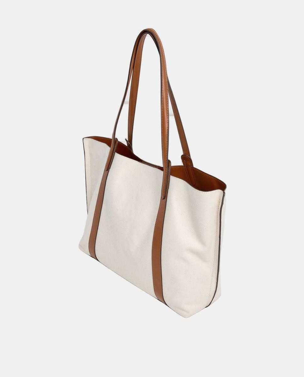 Bolso shopper Audrey Tale de combinación de materiales con tela, doble asa y logotipo frontal - Pepe Jeans - Marrón Marrón-2