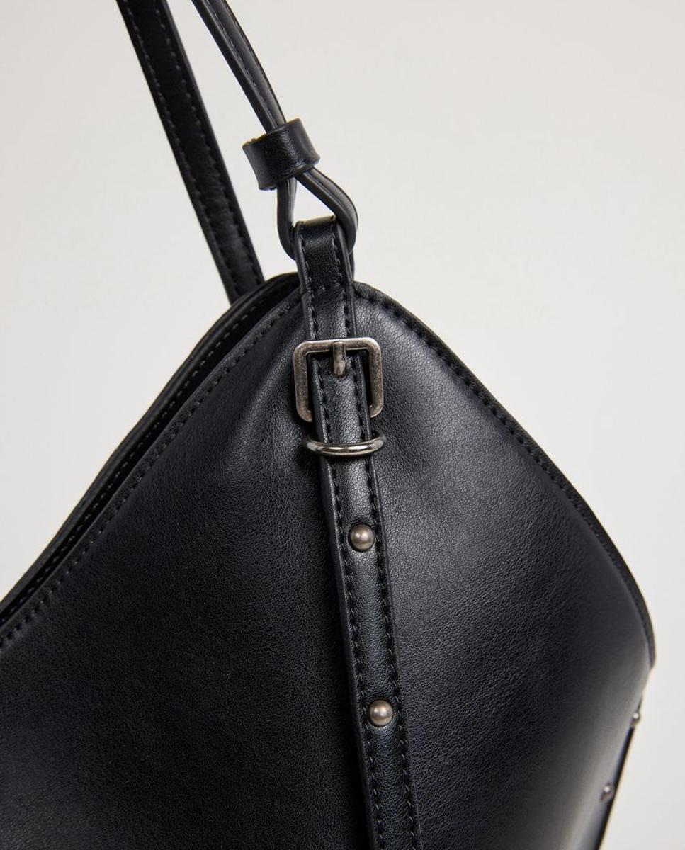 Mala Tipo Tote Teleri 'Carry All' com Fecho Magnético, Alça Dupla, Rebites Decorativos e Logótipo à Frente Preto-4