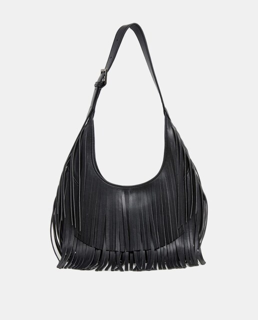 Imagem 0 de Mala Meia-Lua Theodora com Fecho Magnético, Franjas e Alça Curta Ajustável