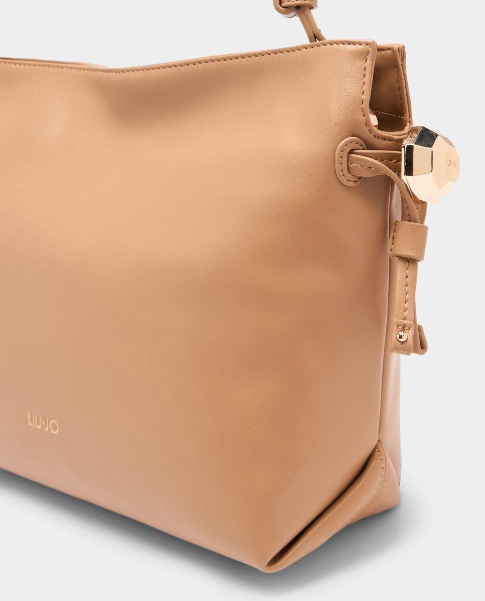Mala Bucket com Efeito de Napa e Alça Extensível Amovível Natural-3