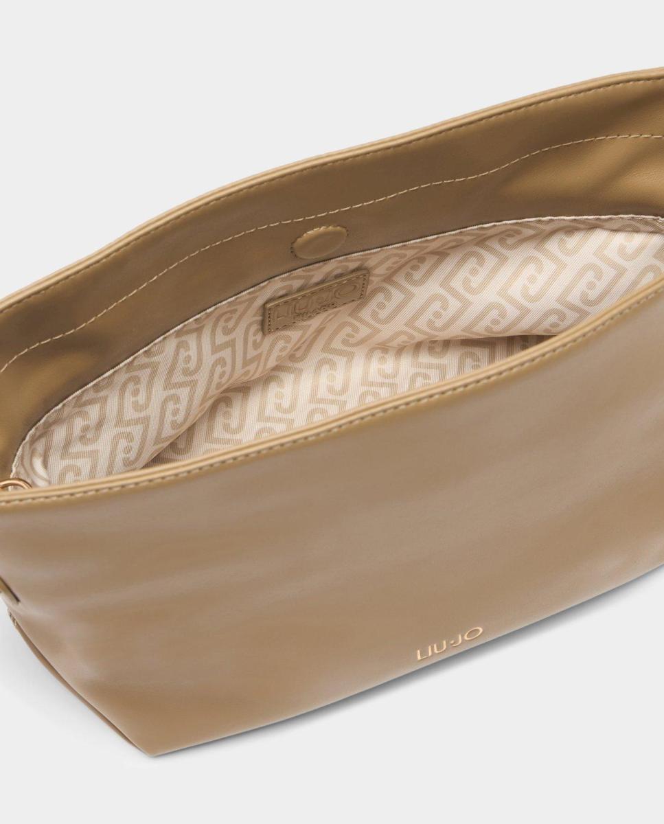 Mala Bucket Pequena com Efeito de Napa e Corrente Amovível Verde-militar-5