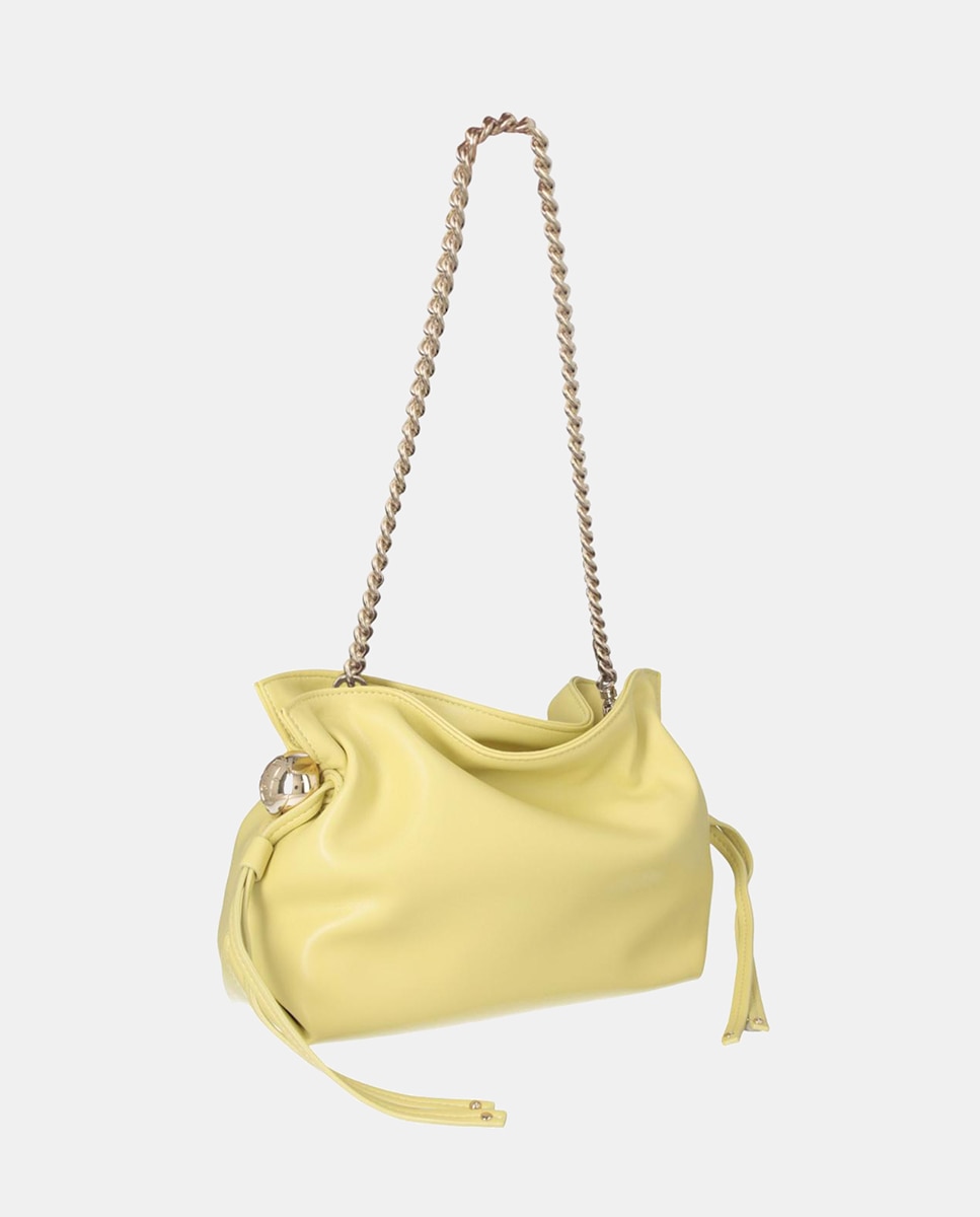 Mala Bucket Pequena com Efeito de Napa e Corrente Amovível Verde-1