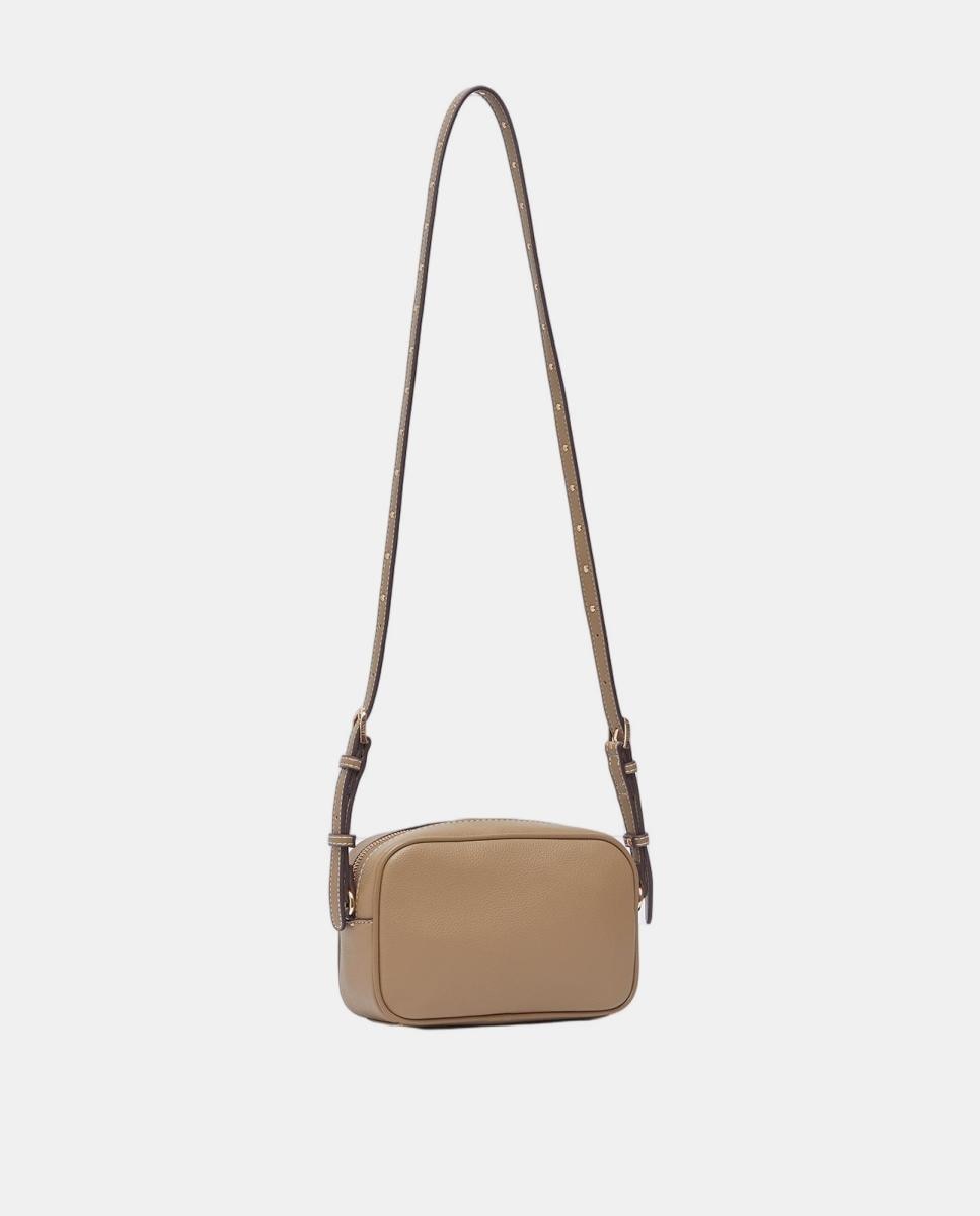 Mala a Tiracolo com Efeito de Pele, Alça Ajustável e Detalhe de Micro Tacha Verde-militar-3