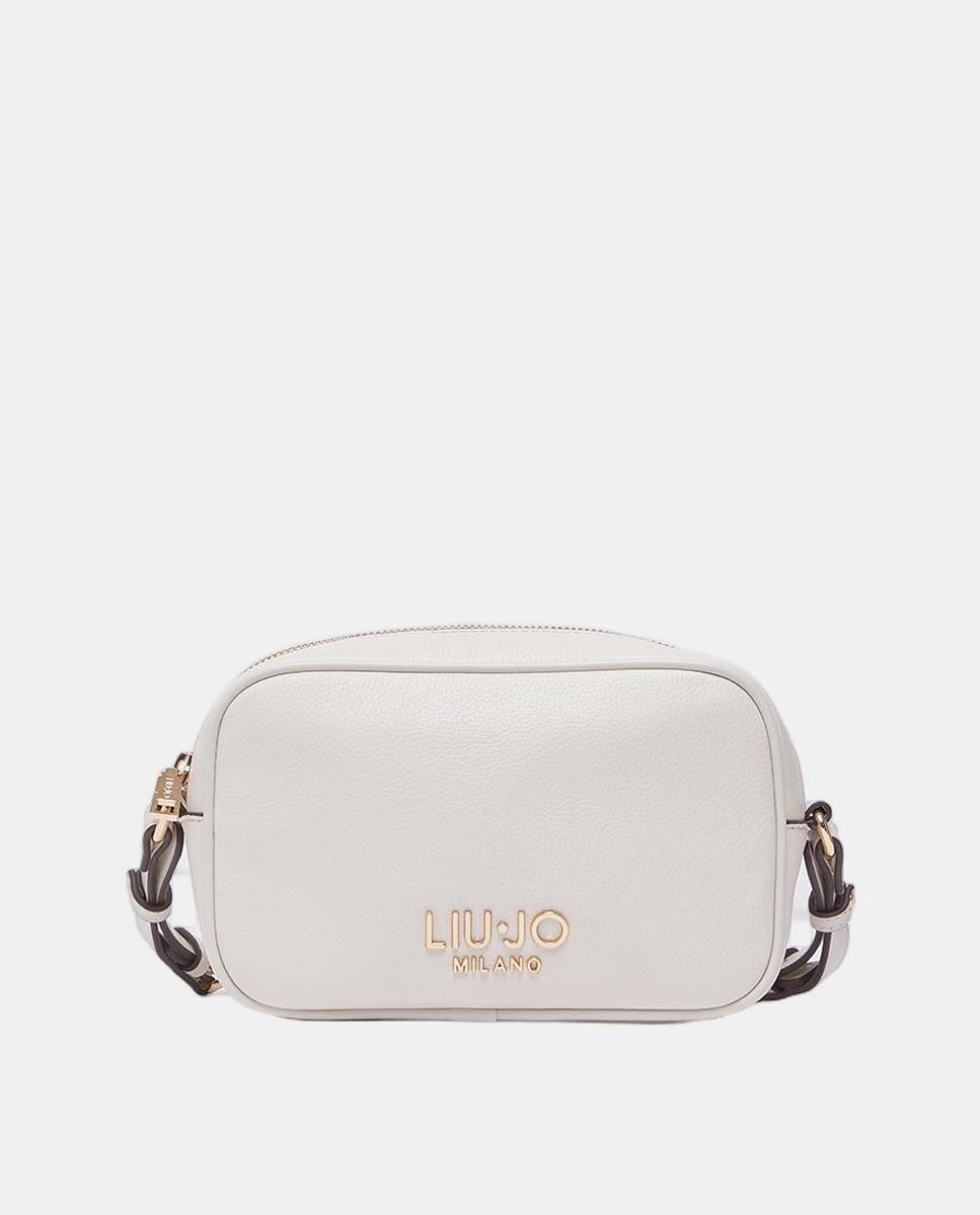 Mala a Tiracolo com Efeito de Pele, Alça Ajustável e Detalhe de Micro Tacha Creme-1