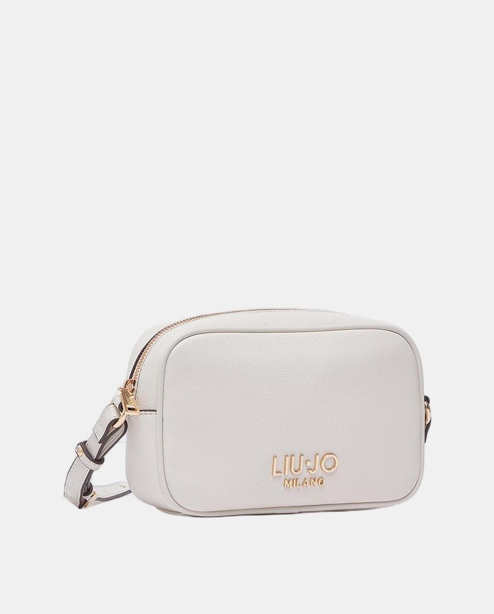 Mala a Tiracolo com Efeito de Pele, Alça Ajustável e Detalhe de Micro Tacha Creme-2
