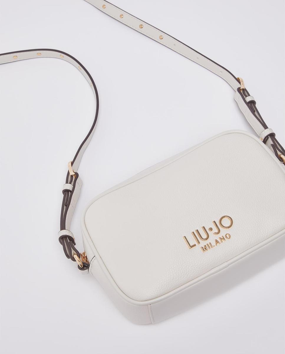 Mala a Tiracolo com Efeito de Pele, Alça Ajustável e Detalhe de Micro Tacha Creme-6