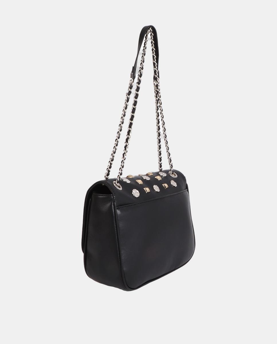 Mala a Tiracolo com Aba com Tachas Preto-5