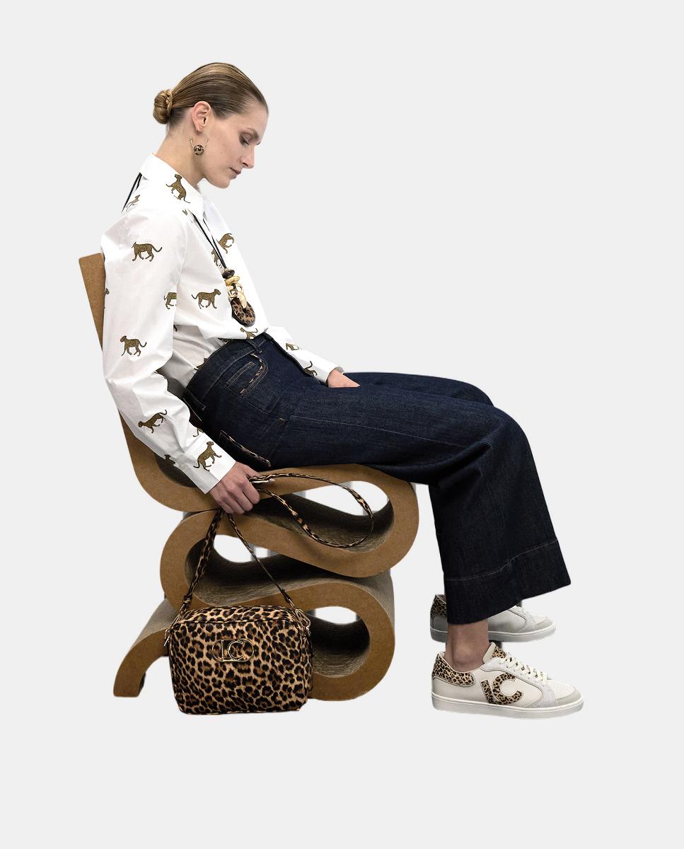 Mala a Tiracolo Básica com Animal Print de Leopardo Castanho-escuro-2