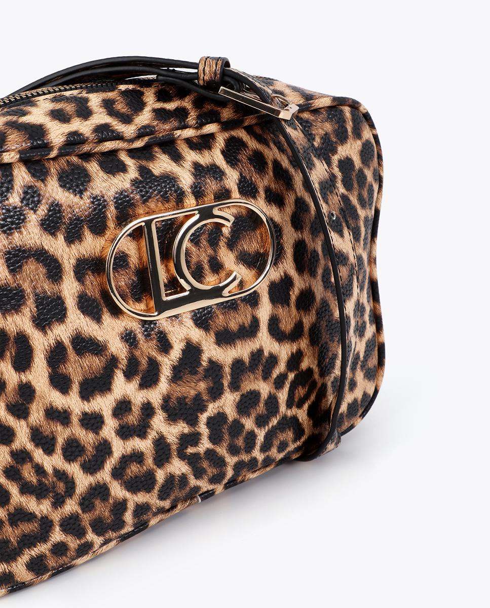 Mala a Tiracolo Básica com Animal Print de Leopardo Castanho-escuro-8