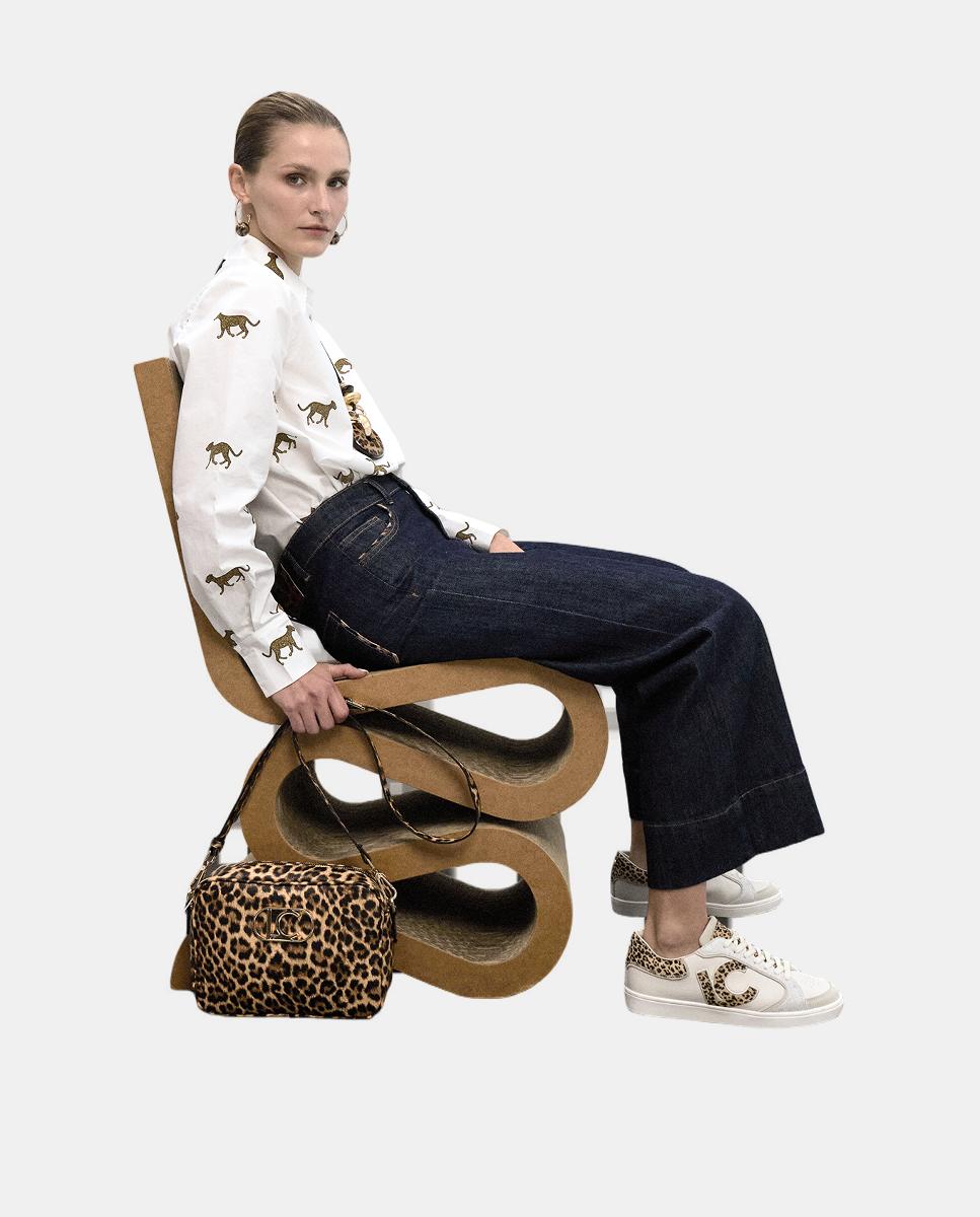 Mala a Tiracolo Básica com Animal Print de Leopardo Castanho-escuro-10