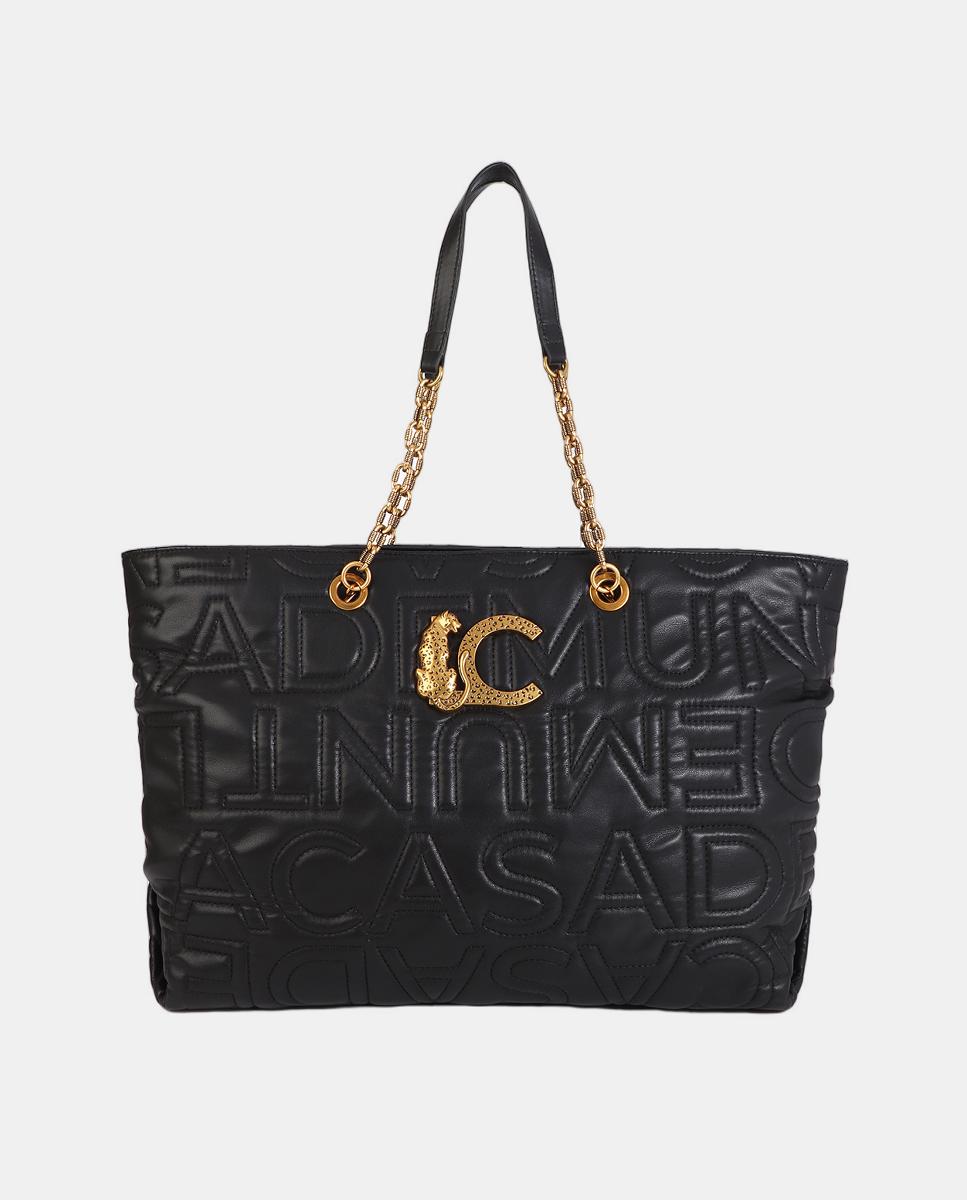 Mala Shopper com Pesponto e Logótipo Preto-1