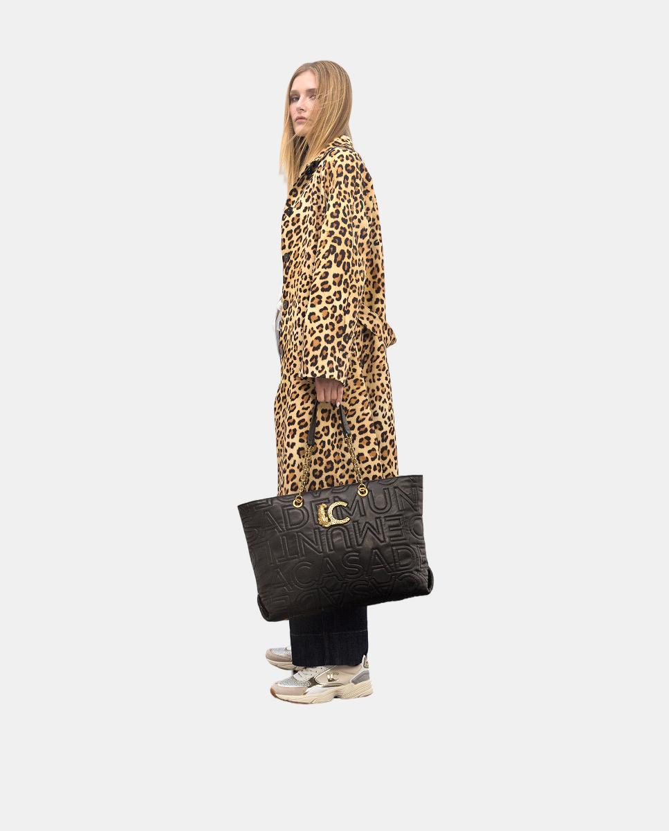 Mala Shopper com Pesponto e Logótipo Preto-3