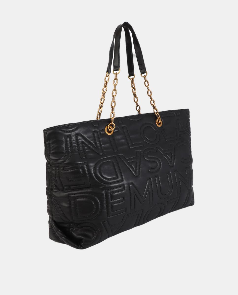 Mala Shopper com Pesponto e Logótipo Preto-9