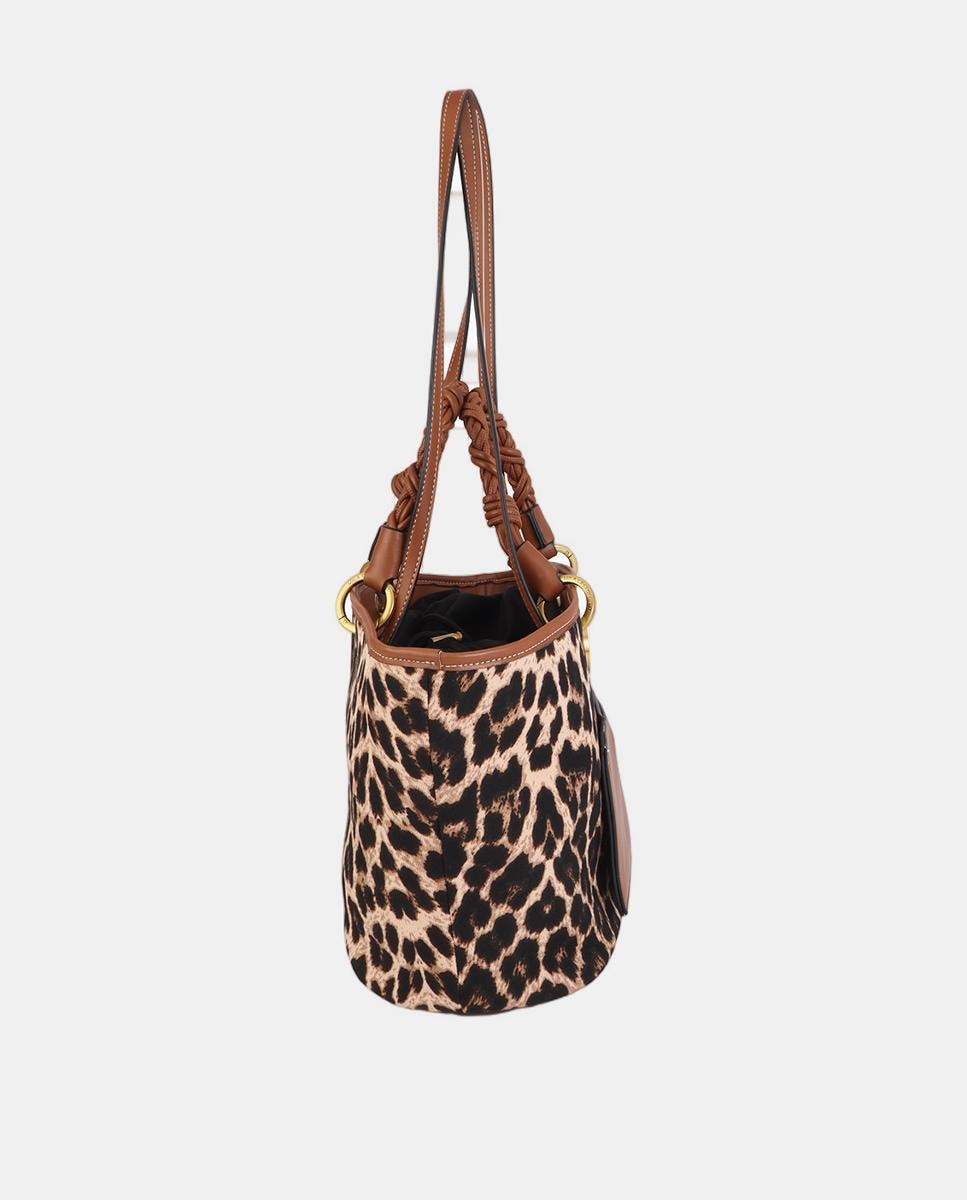 Mala Shopper com Animal Print de Leopardo Castanho-escuro-3