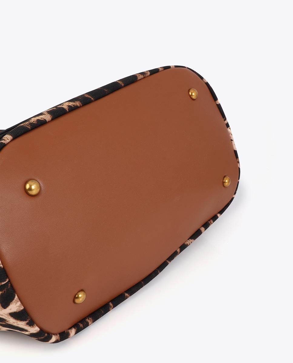 Mala Shopper com Animal Print de Leopardo Castanho-escuro-7