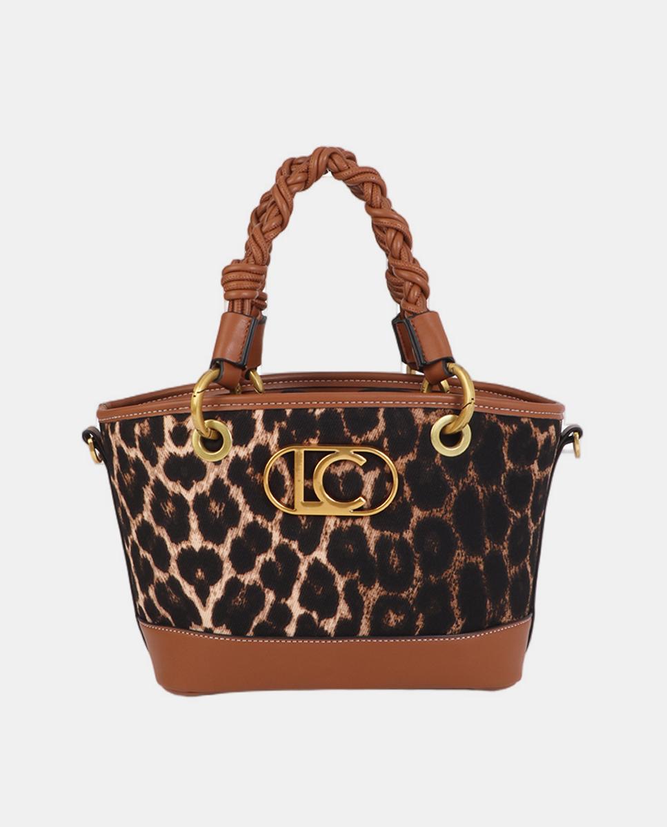 Imagem 0 de Mini Cesta com Animal Print de Leopardo e Efeito de Pele