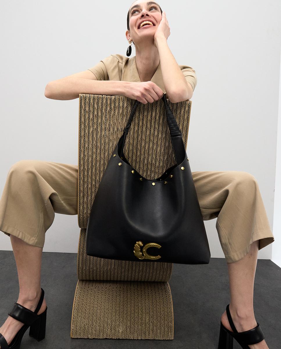 Mala Shopper LC Animal com Tachas Preto-2