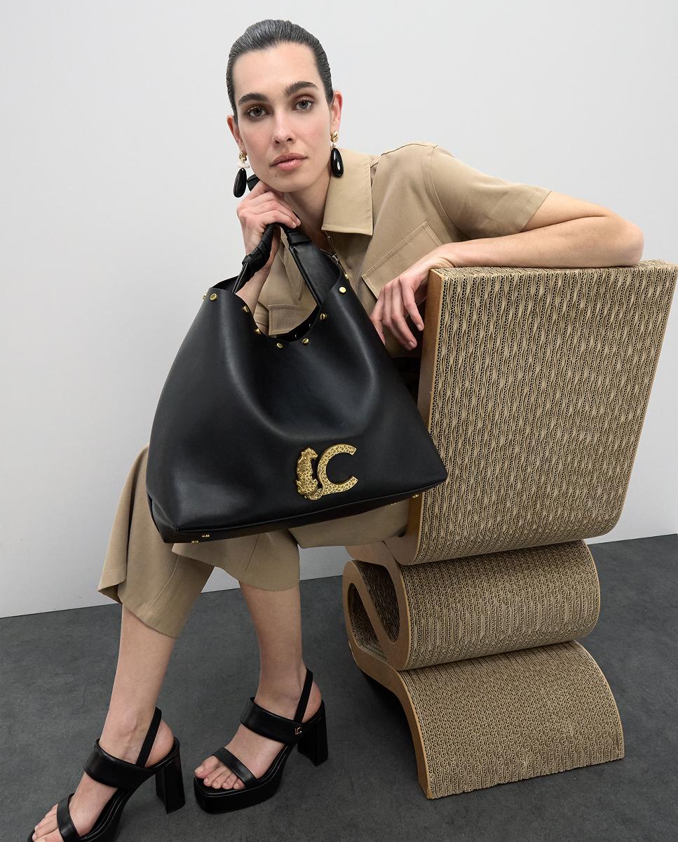 Mala Shopper LC Animal com Tachas Preto-3