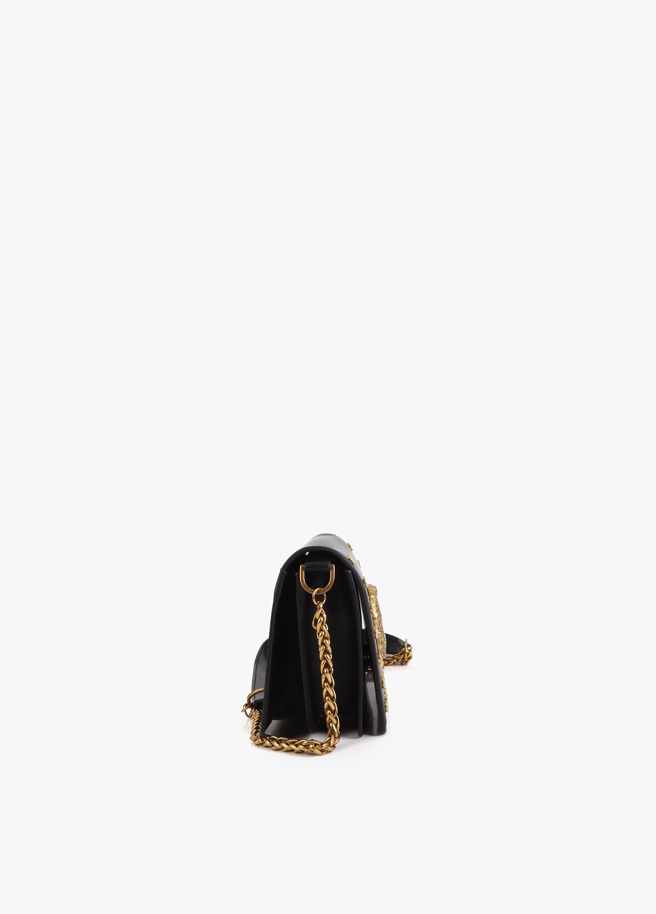 Mala a Tiracolo com Aba LC e Animal Print com Tachas Preto-5