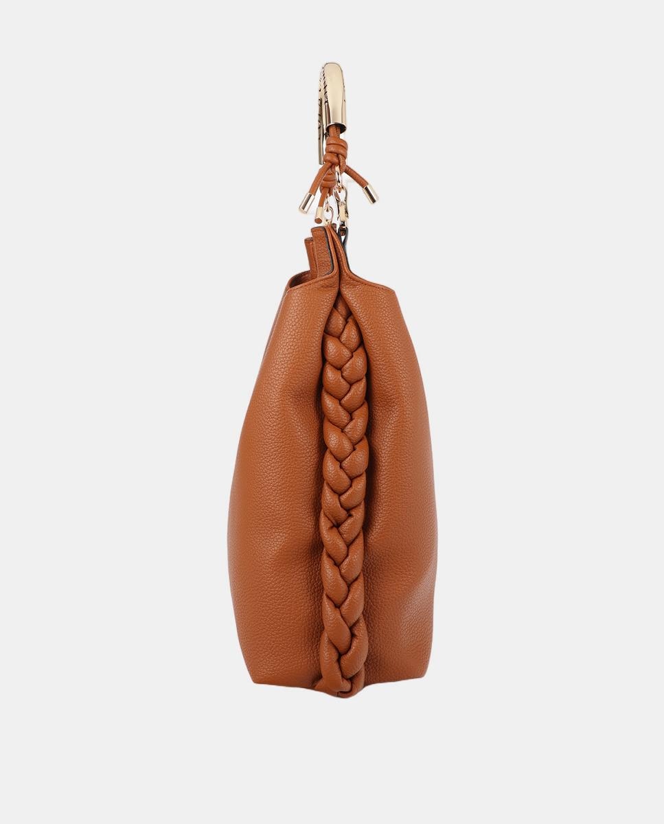 Mala Shopper com Alça Metálica Perfurada Camel-6