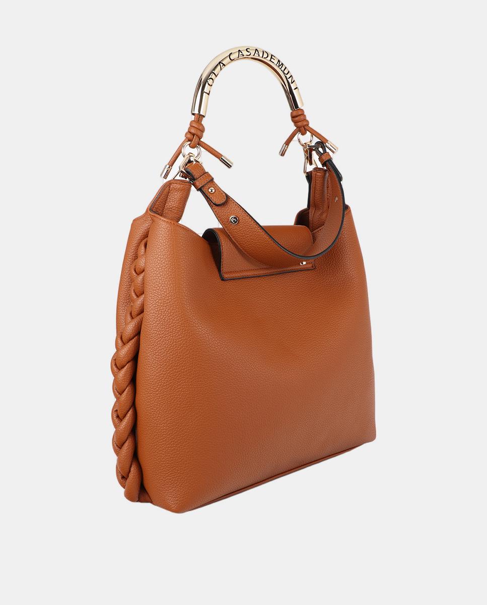 Mala Shopper com Alça Metálica Perfurada Camel-7