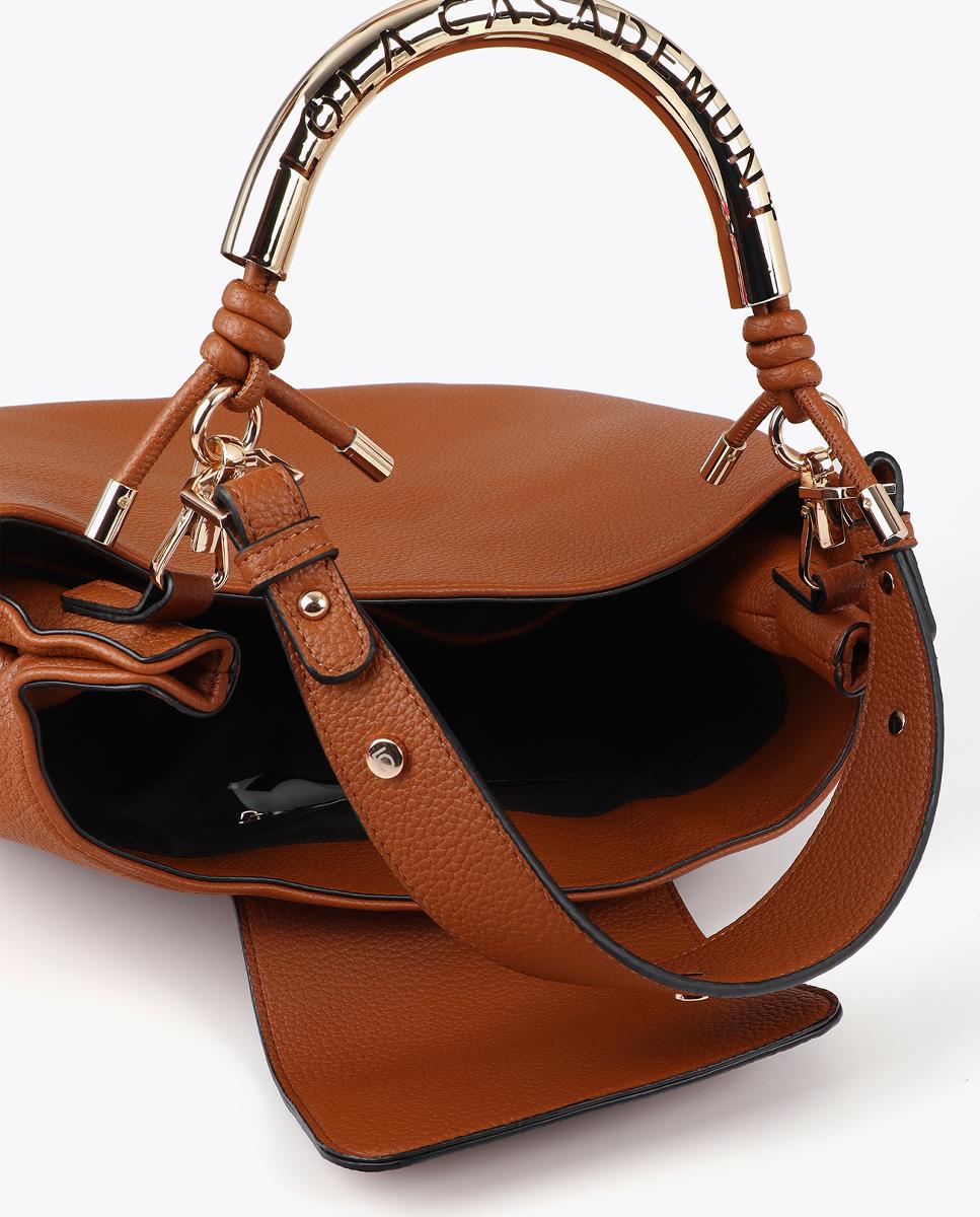 Mala Shopper com Alça Metálica Perfurada Camel-8