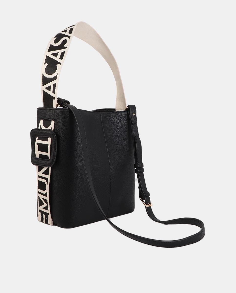 Mala Shopper com Alça de Nylon em Contraste Preto-3
