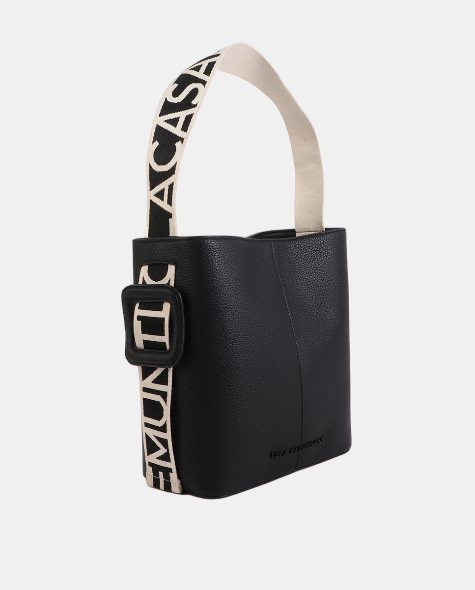 Mala Shopper com Alça de Nylon em Contraste Preto-8