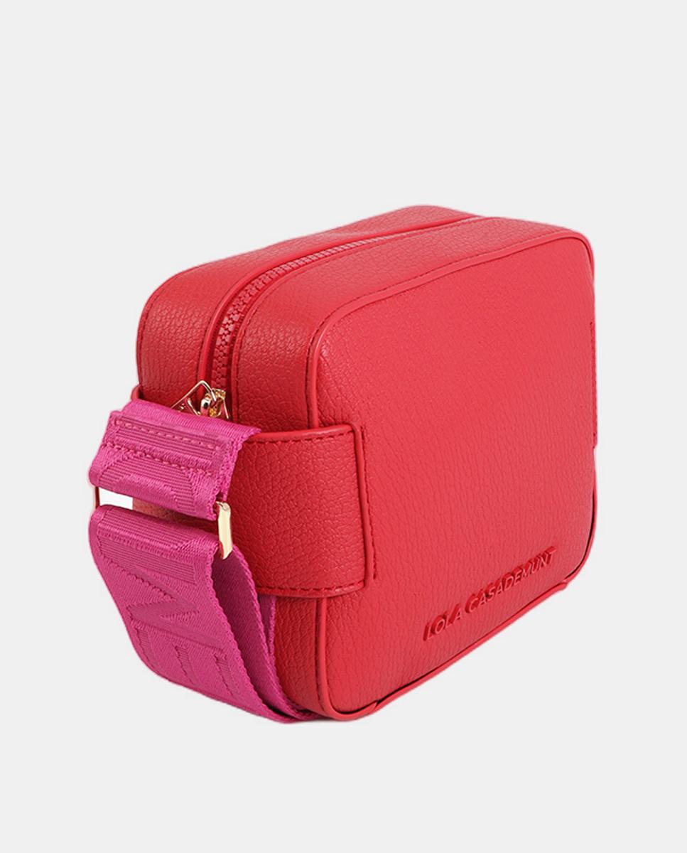 Mala a Tiracolo com Alça e Nylon em Contraste Vermelho-4