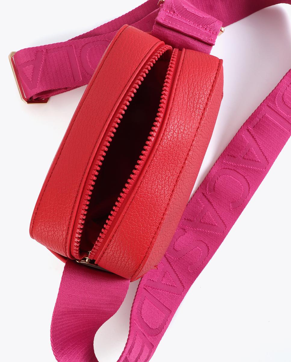 Mala a Tiracolo com Alça e Nylon em Contraste Vermelho-7