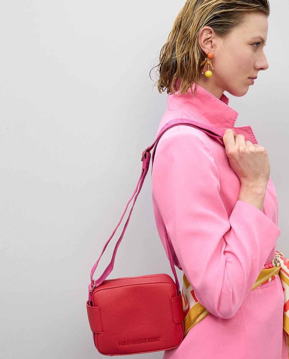 Mala a Tiracolo com Alça e Nylon em Contraste Vermelho-12