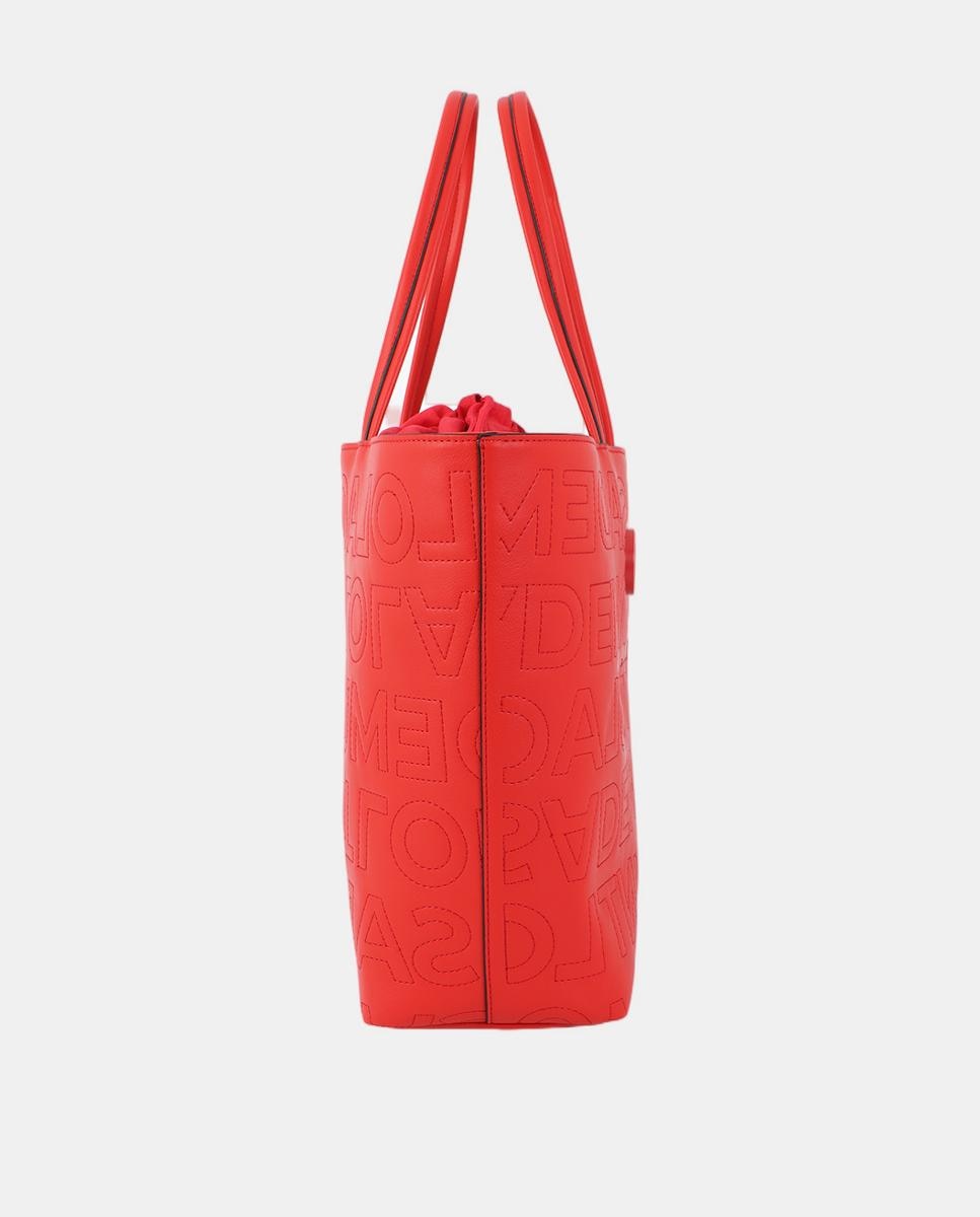 Mala Shopper sem Estrutura com Pespontos e Monograma Coral-4