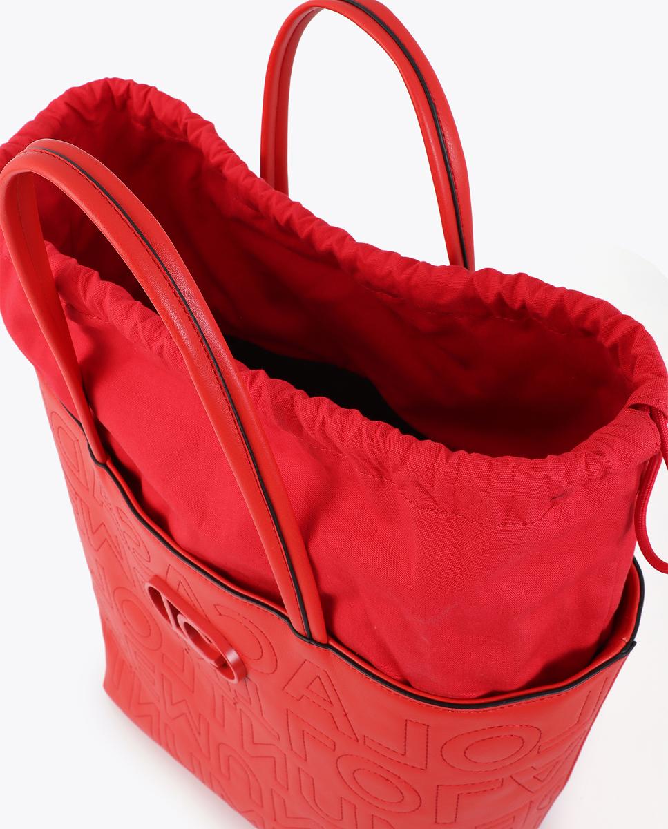 Mala Shopper sem Estrutura com Pespontos e Monograma Coral-6