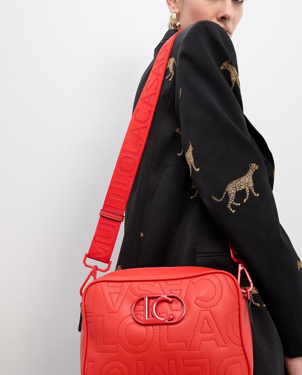 Mala a Tiracolo com Pespontos e Monograma Coral-3