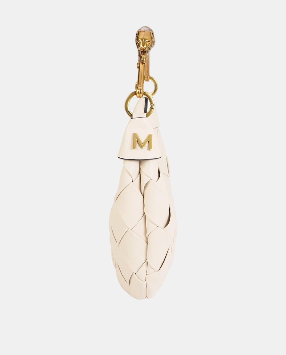 Mala Entrançada de Meia-Lua com Alça e Animal Print de Leopardo Branco-7