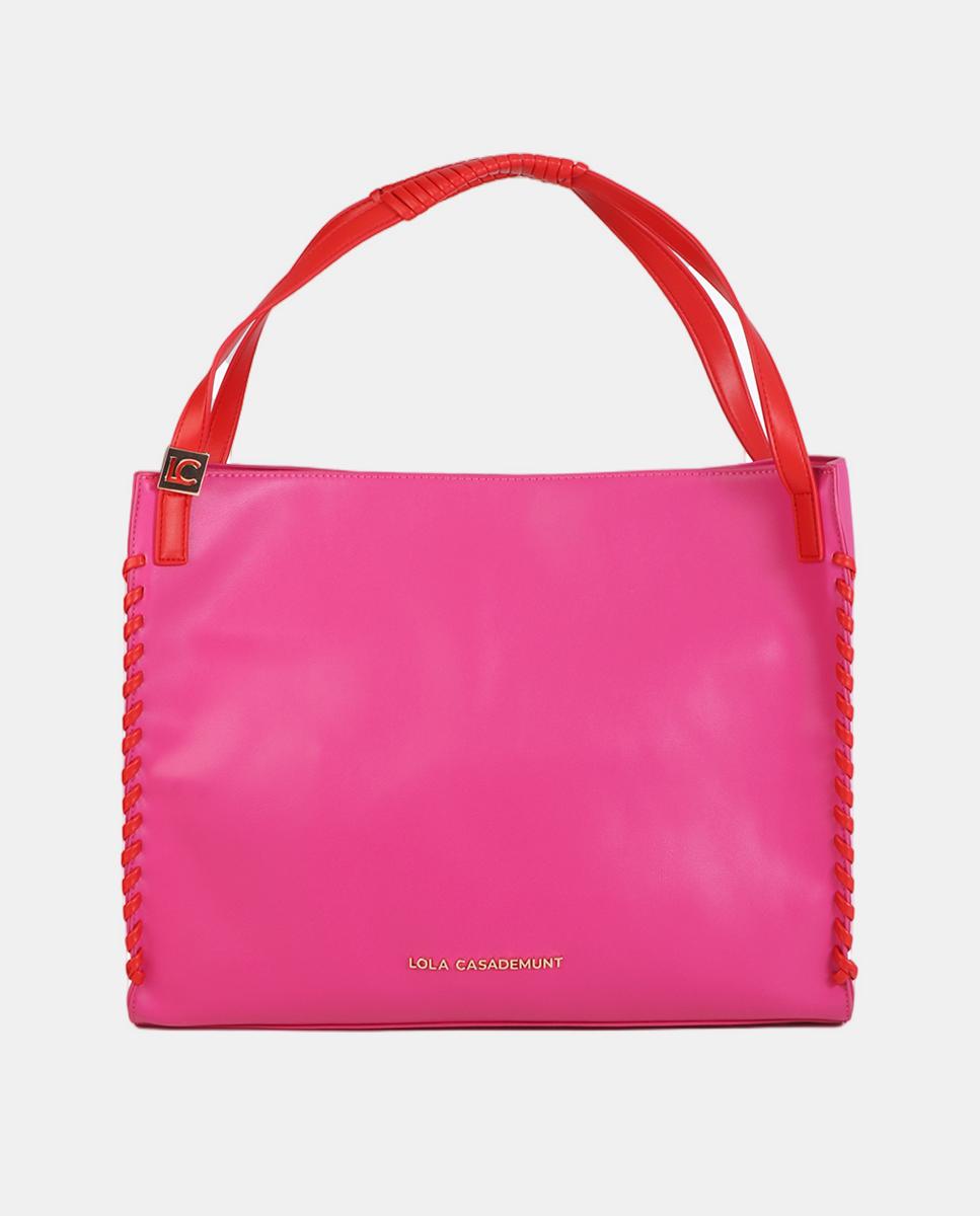 Imagem 0 de Mala Shopper com Detalhe Entrançado em Contraste