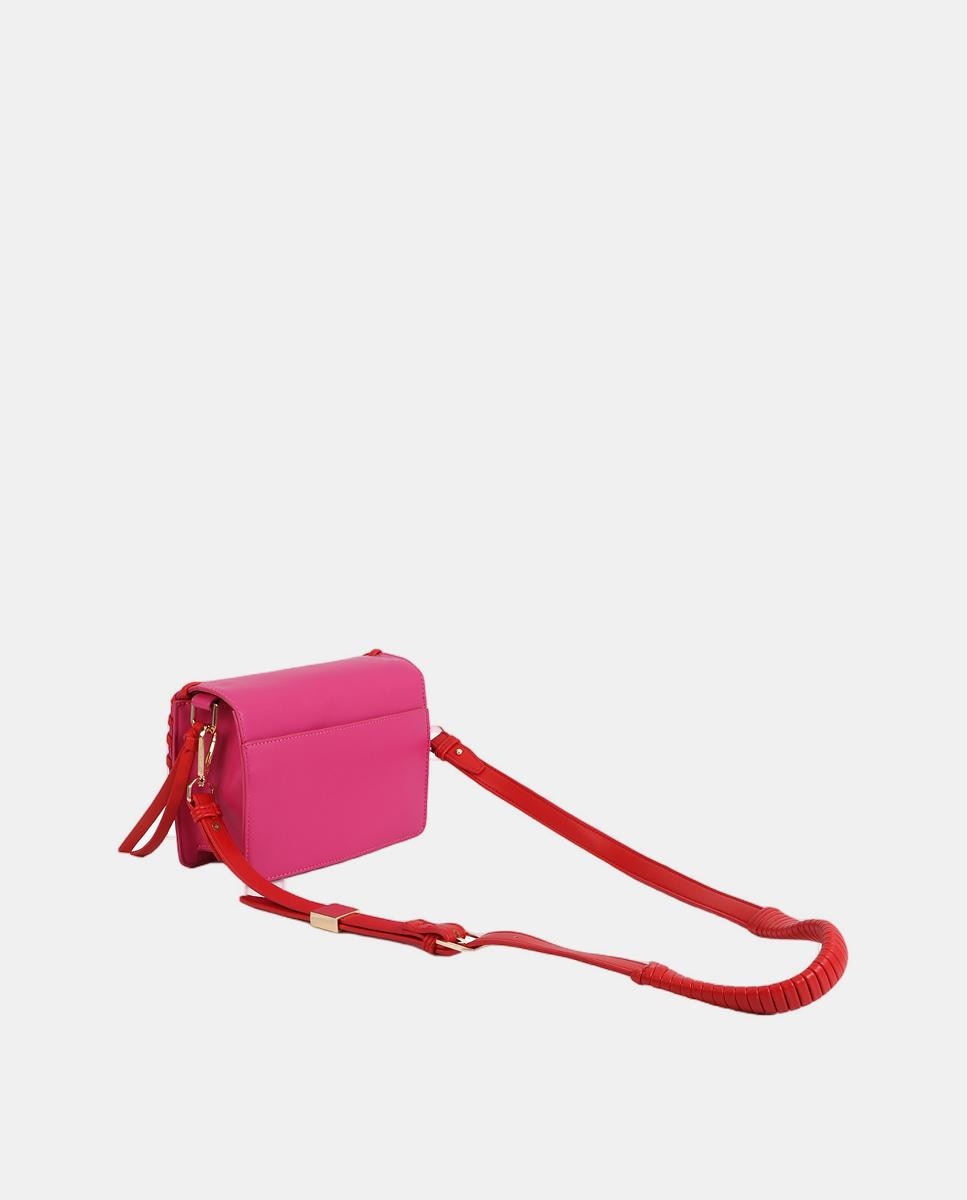 Mala a Tiracolo com Detalhe Entrançado em Contraste Rosa-2