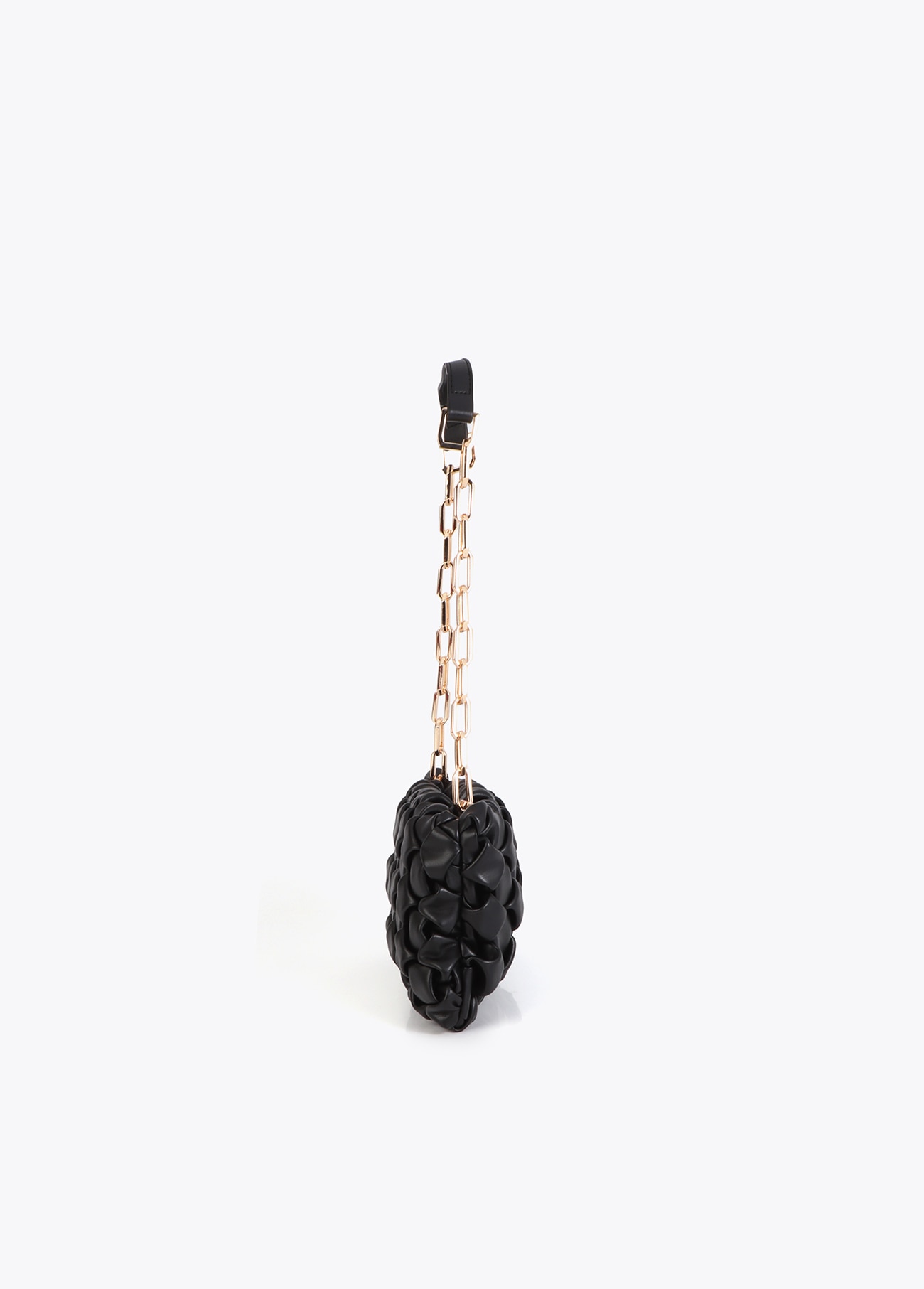 Mala a Tiracolo em Material com Efeito de Nós Preto-6