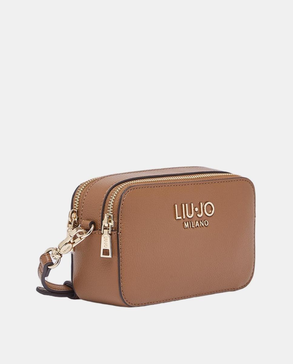 Mala a Tiracolo Mini com Fecho de Correr Duplo Camel-2