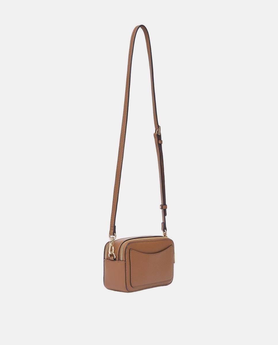 Mala a Tiracolo Mini com Fecho de Correr Duplo Camel-4