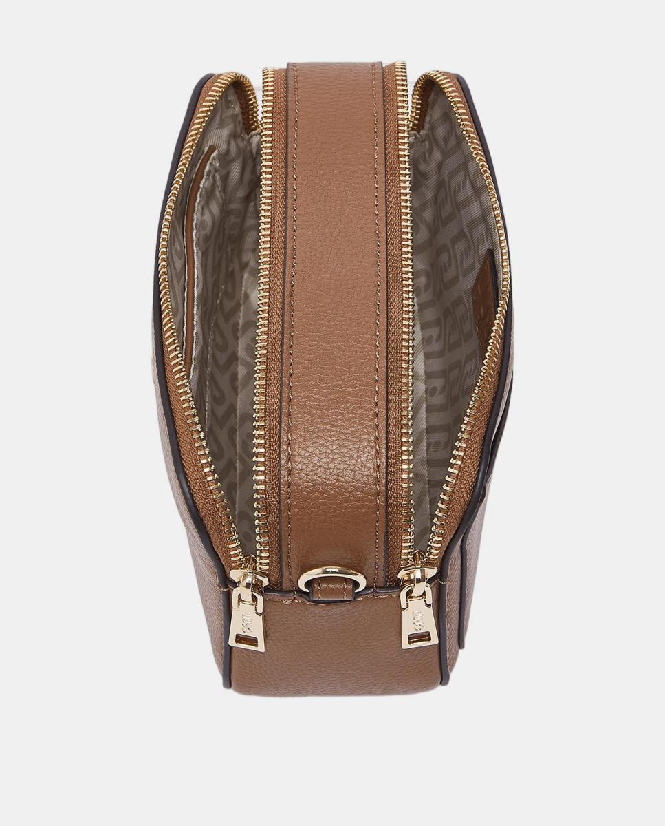 Mala a Tiracolo Mini com Fecho de Correr Duplo Camel-5