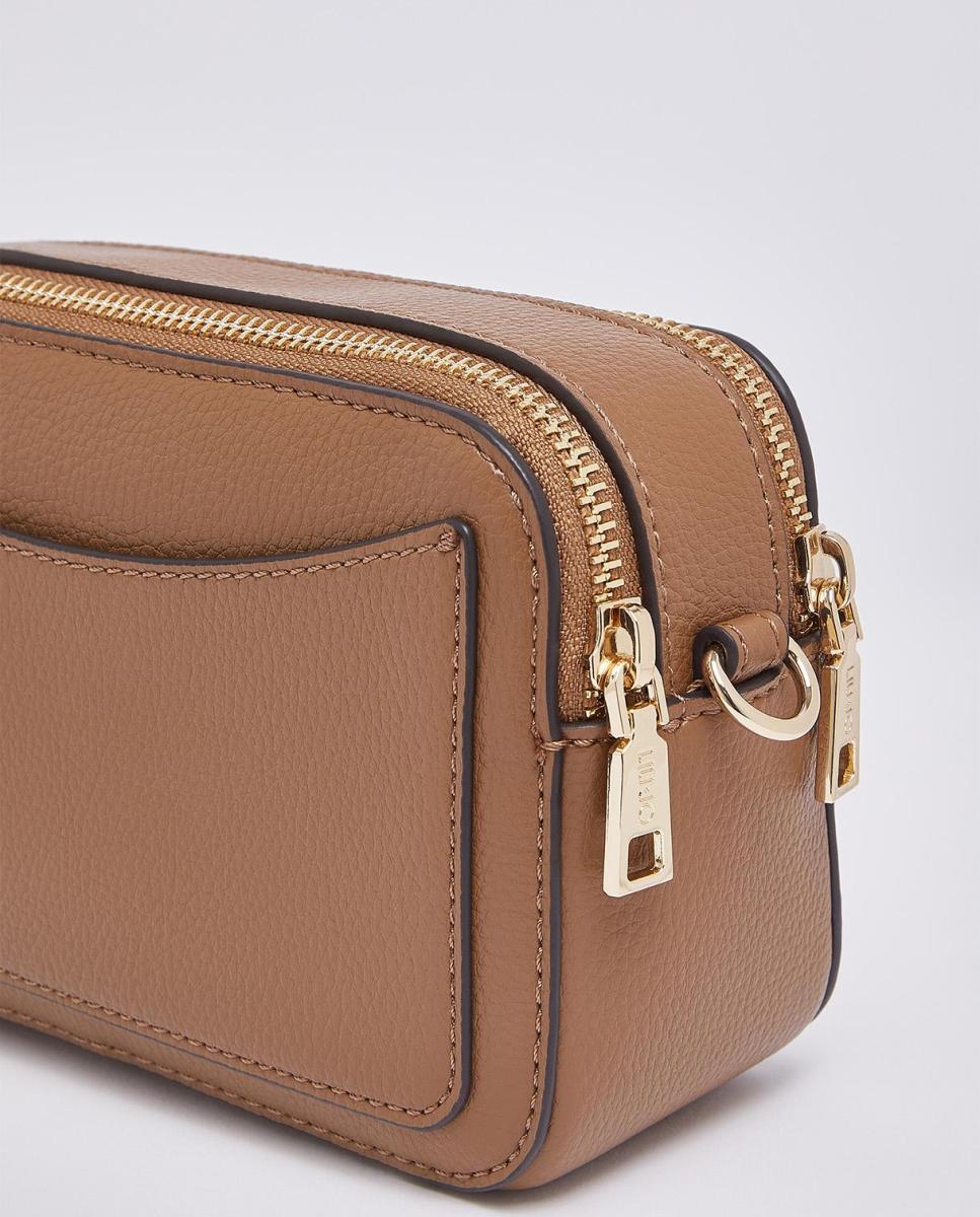 Mala a Tiracolo Mini com Fecho de Correr Duplo Camel-6