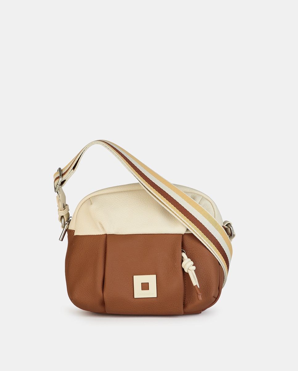 Mala Crossbody com Fecho de Correr Camel-1