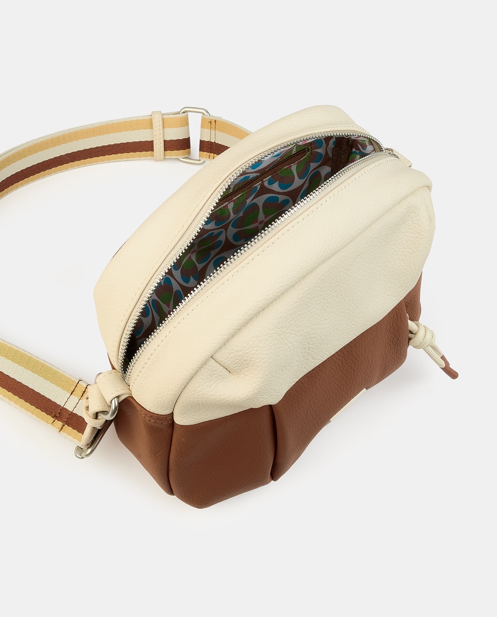 Mala Crossbody com Fecho de Correr Camel-3
