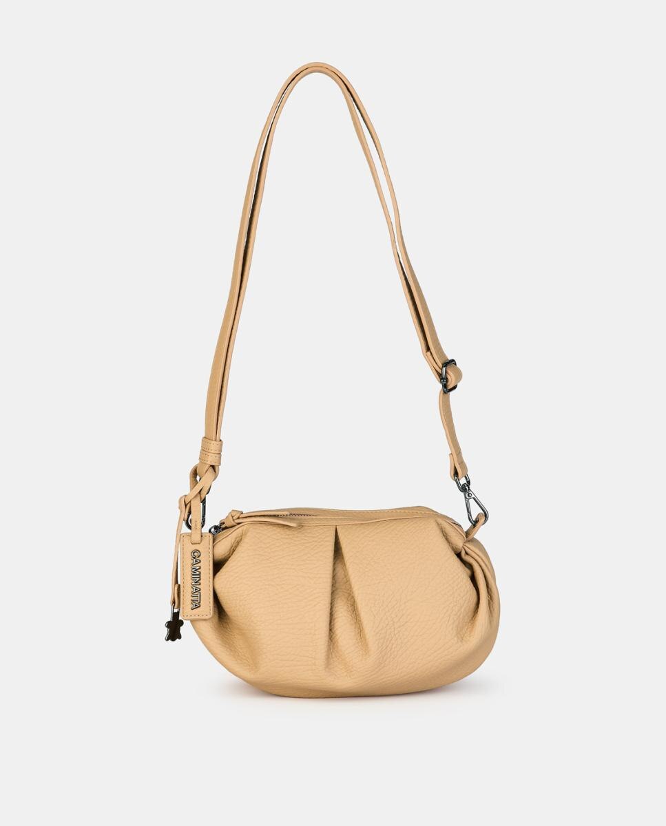 Mala Crossbody com Fecho de Correr Camel-1