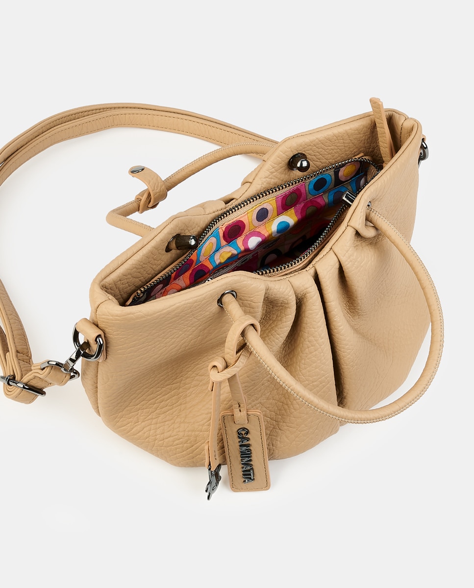 Mala Crossbody com Fecho de Correr Camel-3